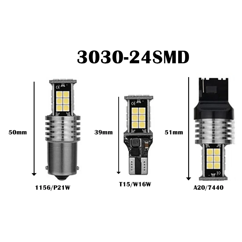 T15 W16W светодиодный T20 7440 лампы 3030 24SMD Canbus 1156 BAU15S BA15S светодиодный лампы для автомобиля фонарь стоп-сигнала поворота сигнальные огни супер яркий 12V