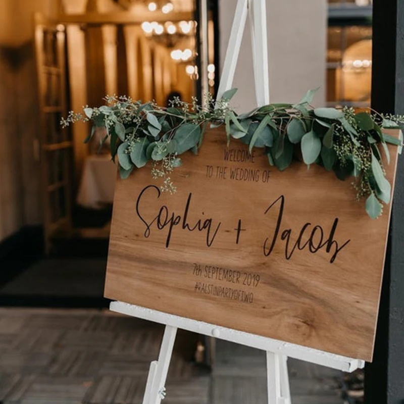 

Personalized Wooden Wedding Welcome Sign Custom Name Rustic Wedding Sign Unique Ceremony Entrance for Wedding Decorations