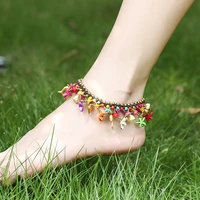 s2322 bohemian fashion jewelry colorful elephant pendant beaded anklet handmade wax thread woven beads anklets