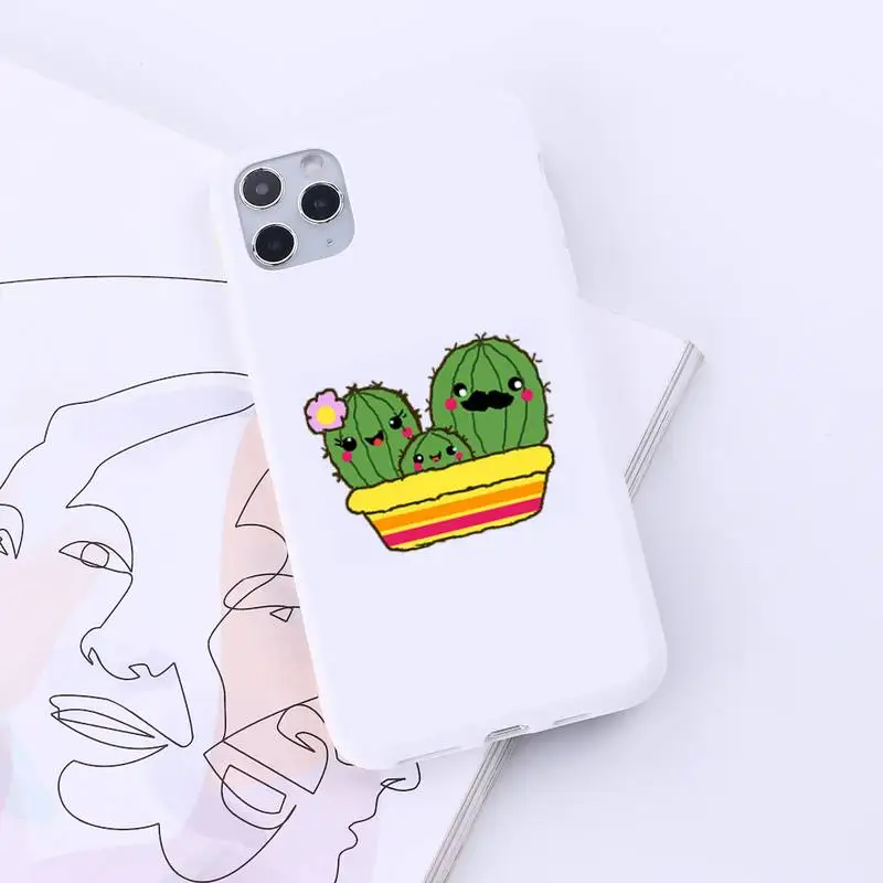 

Cactus cartoon cute plant Phone Case Candy Color for iPhone 6 7 8 11 12 s mini pro X XS XR MAX Plus