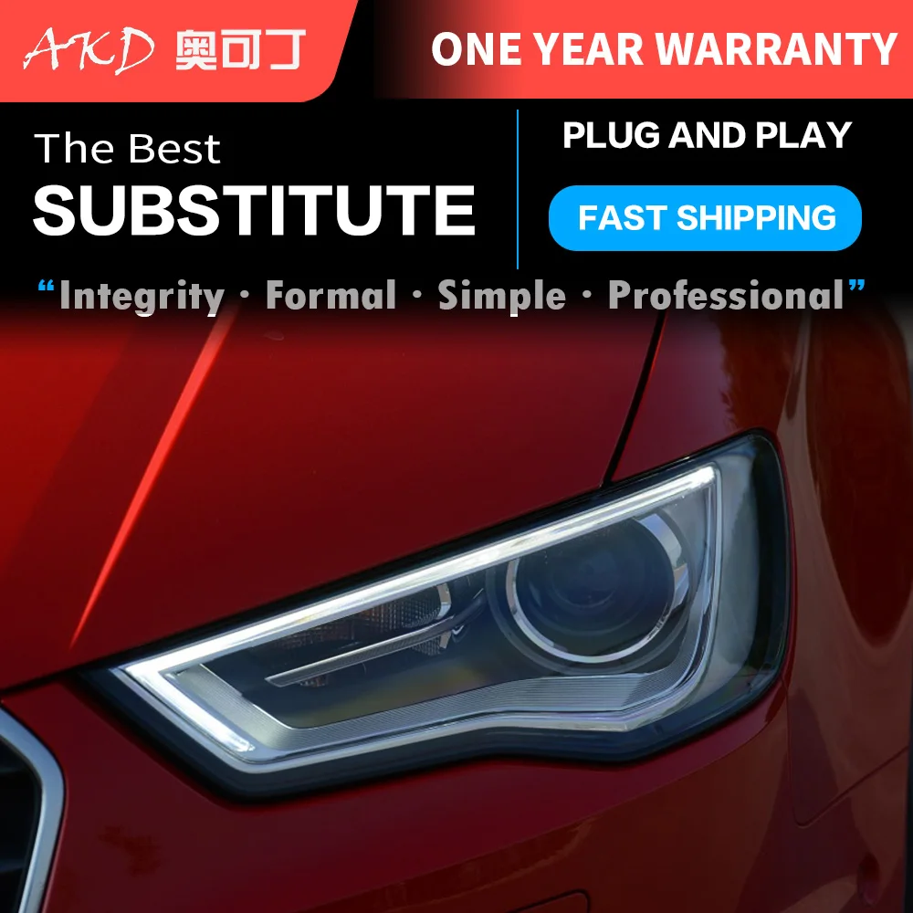 

AKD tuning cars Headlight For A3 2013-2016 Headlights LED DRL Running lights Bi-Xenon Beam Fog lights angel eyes Auto level