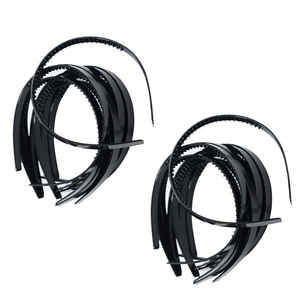 

20pcs 10mm Black Slim Plastic Alice Head Band W/ Teeth DIY Hair Accessories