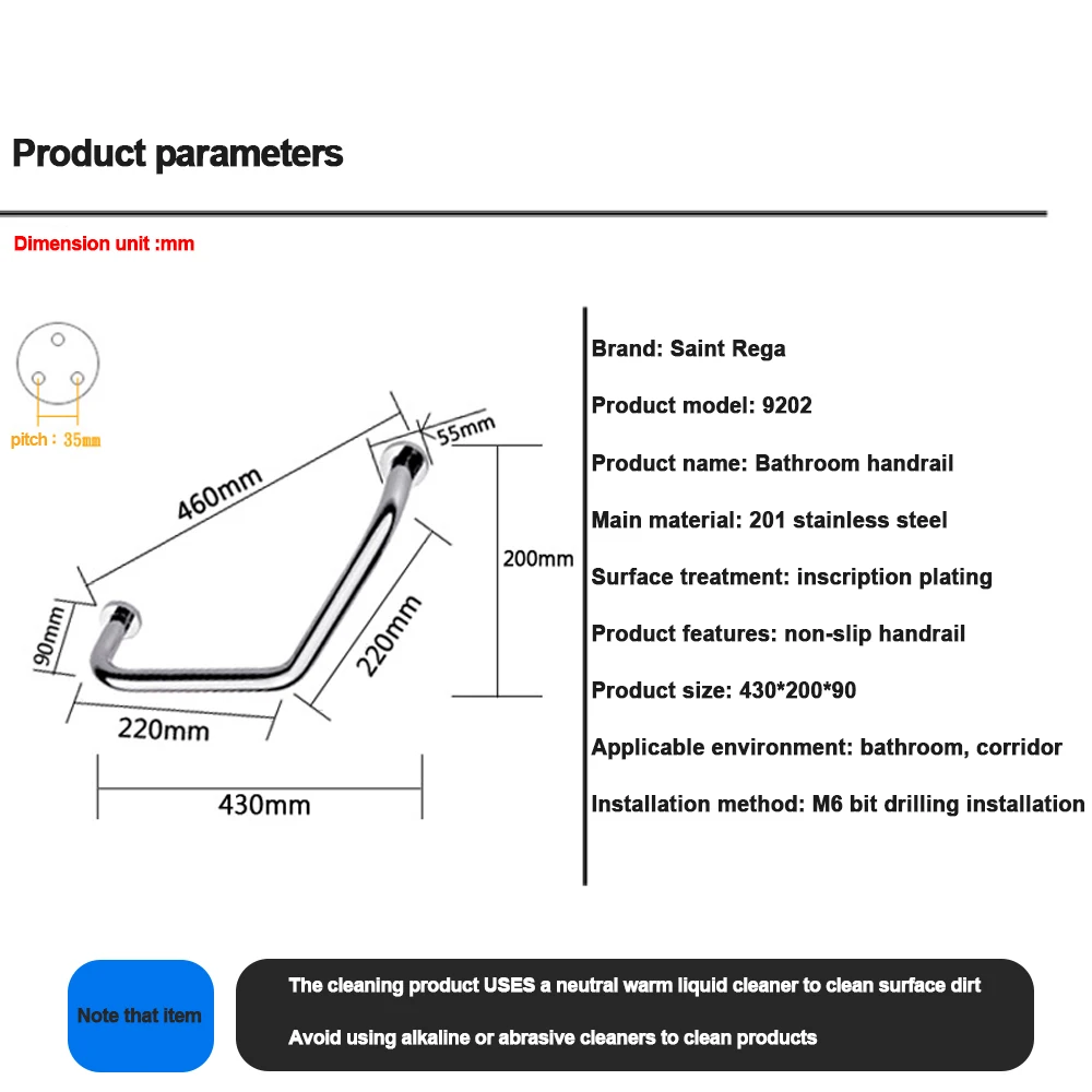 

Bathroom Safety Rails Elderly Safety Non-slip Handles Thickened Bathroom Wall Corner Barrier-free Safety Rails Bath Crock
