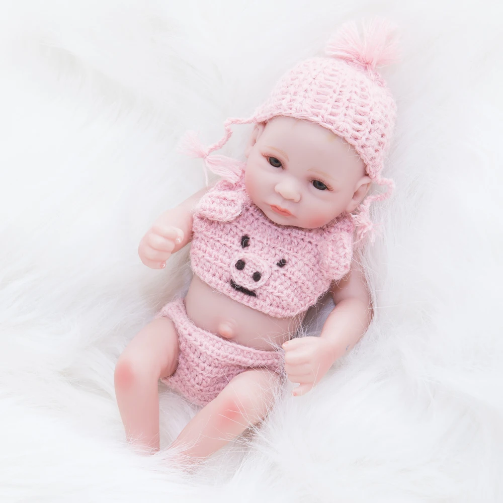 25 см 10 дюймов милый новорожденный мини Bebe Reborn Baby Doll полный силиконовый винил