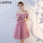 Сексуальное элегантное кружевное платье LAMYA для выпускного вечера, Новое поступление 2021, женское вечернее платье-трапеция с бисером и бантом