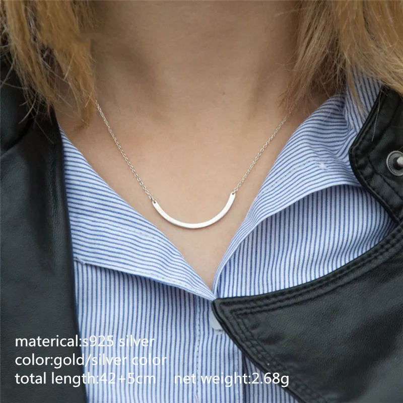 CC 925 Чистое серебро ожерелья подвески для женщин Длинная подвеска палочка простой дизайн ожерелье стильные ювелирные изделия вечерние подарки CCN302 - Окраска металла: CCN305