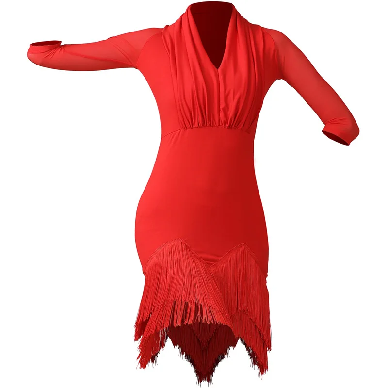 

2022 Adult New Women Latin Dance Dress Ballroom Clothes Salsa Samba Wear Spandex Fringes Dancing Stage Performance Costume