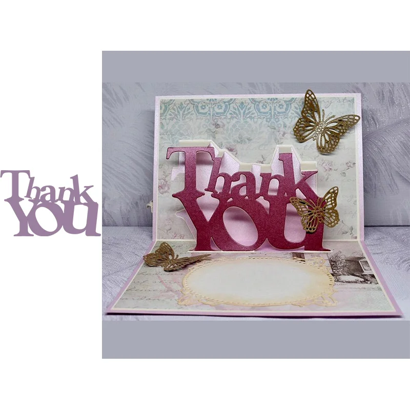Выдвижная надпись Thank You металлические Вырубные штампы для скрапбукинга и
