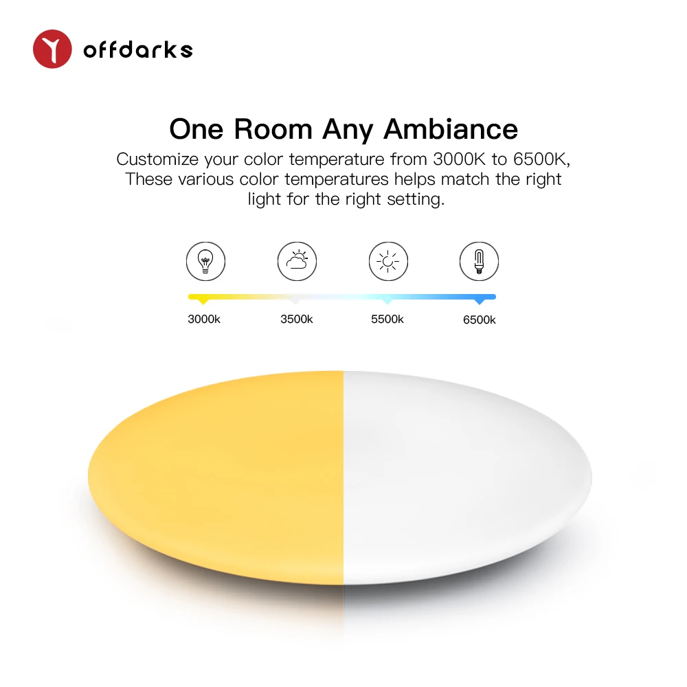 $65.28 OFFDARKS Smart led Ceiling Light, Alexa/Google Home Compatible, WiFi Voice Control RGB Dimming, for kitchen living room bedroom