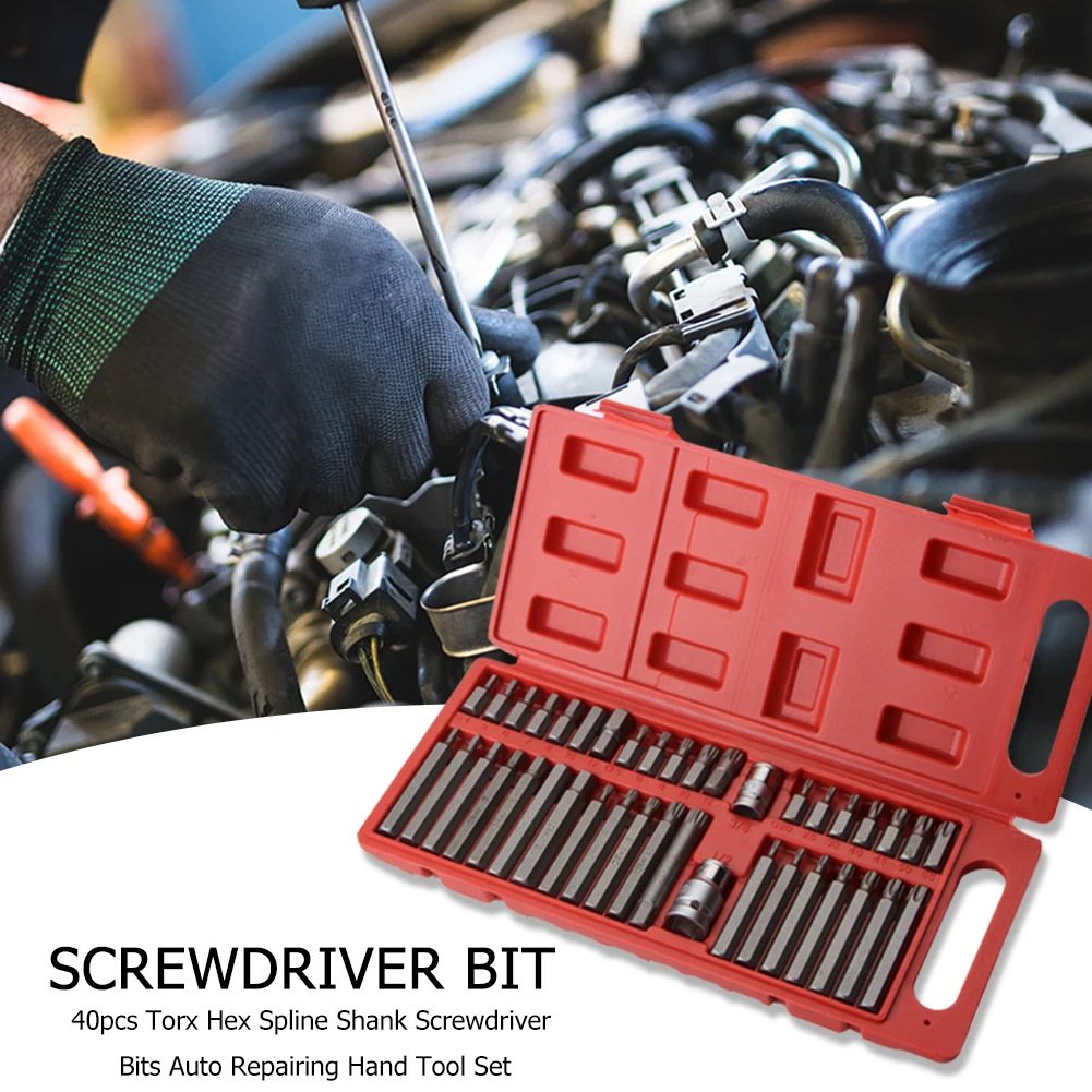

Screwdriver Tip Holder Hand Tool 40pcs Sleeve Screwdriver Bit Torx Hex Spline Household Electric Screwdriver Head