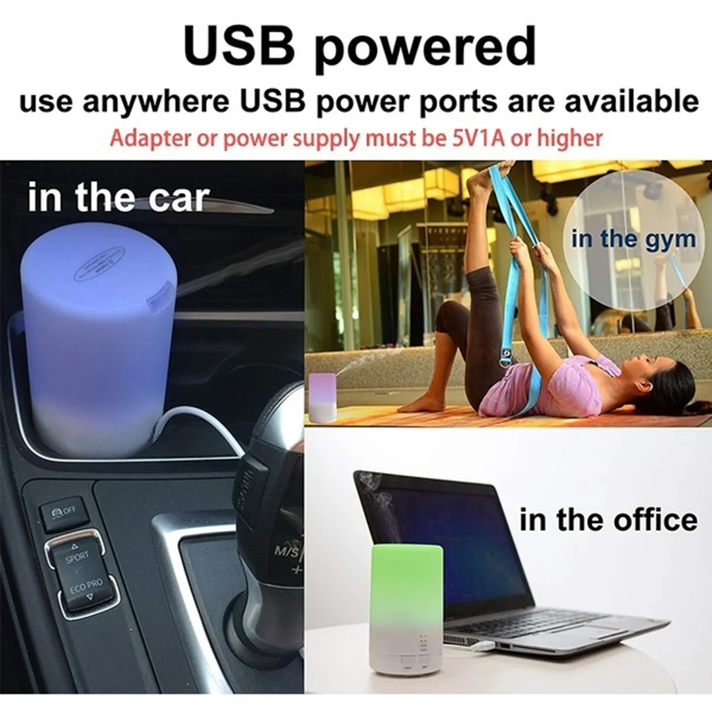 

12W 70ml Air Humidifier wiht LED Light 7-Color USB Charging Smart Air Humidifier Purifier Aromatherapy diffuser for Baby Room