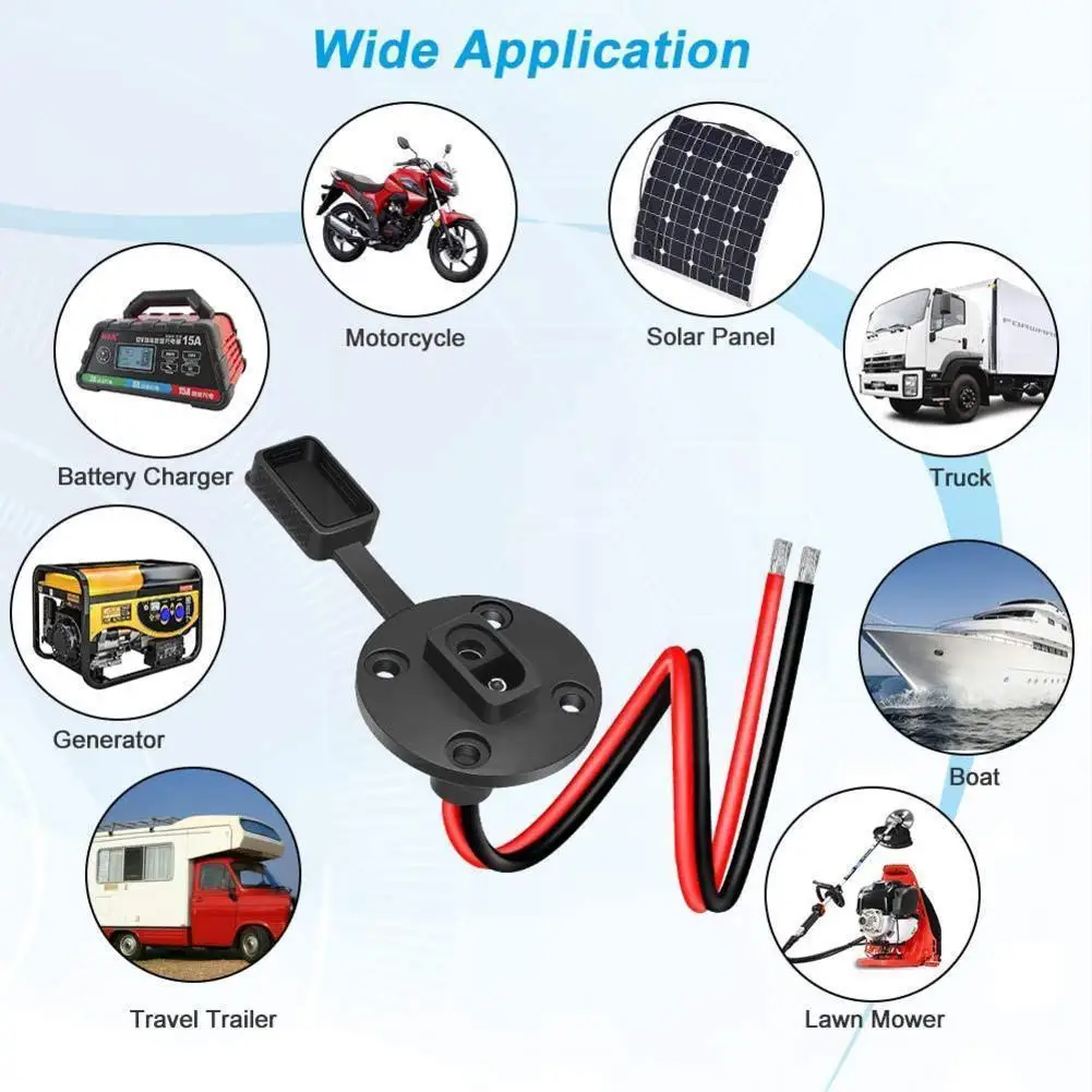 

10AWG SAE Connector Cable Socket Quick Disconnect Automotive 0.6m Panel Mount Universal Flush-Mountable For CAT Small Truck Q9X8