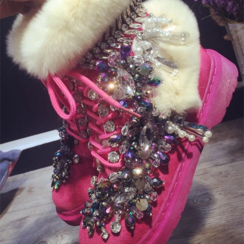 Европейская станция новые Стразы тяжелая работа бусины красные кроличьи Меховые