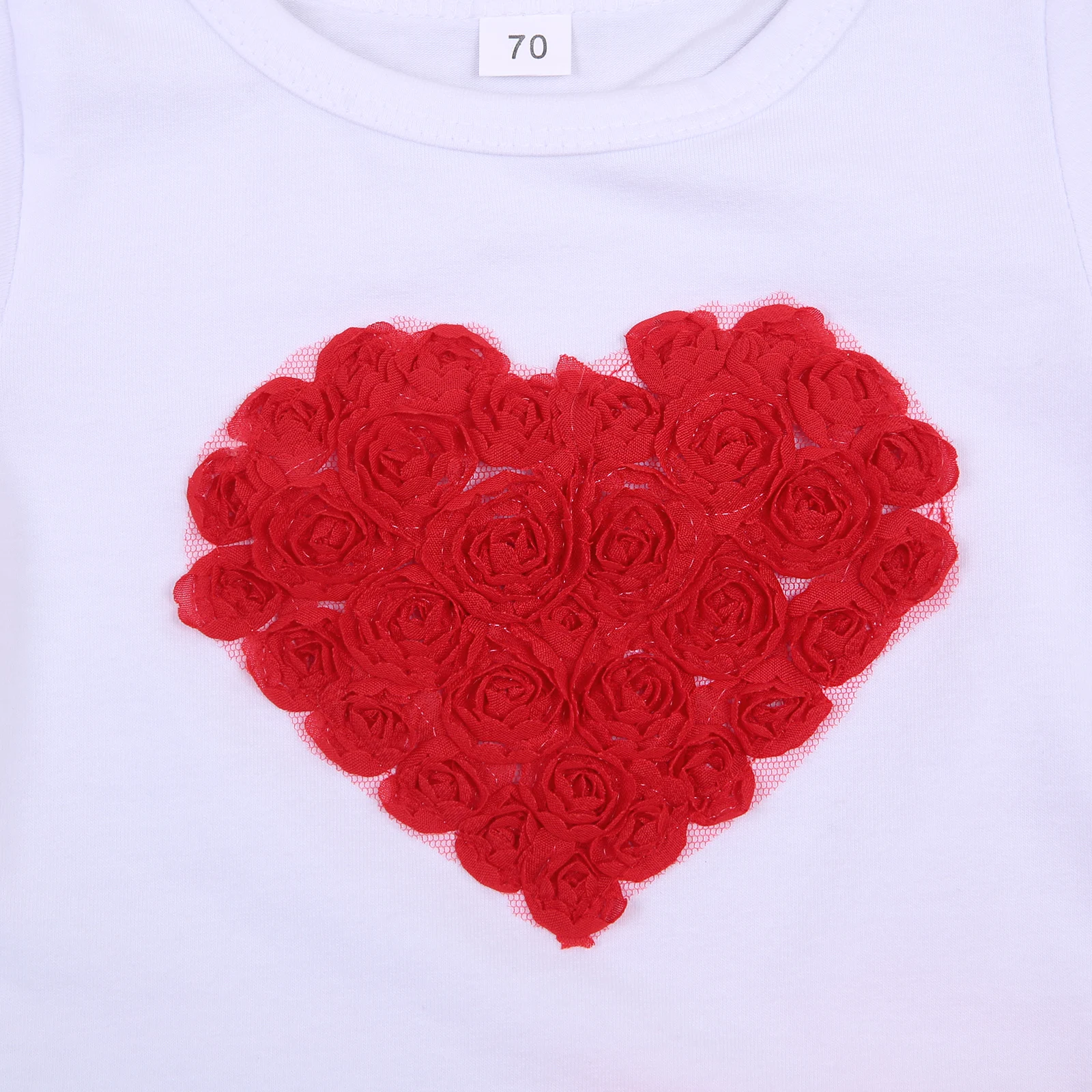 Conjunto de dos piezas de verano para reci&eacute;n nacido, Pelele de manga corta con estampado de coraz&oacute;n, Tops, pantalones cortos de lunares para beb&eacute; ni&ntilde;a-3