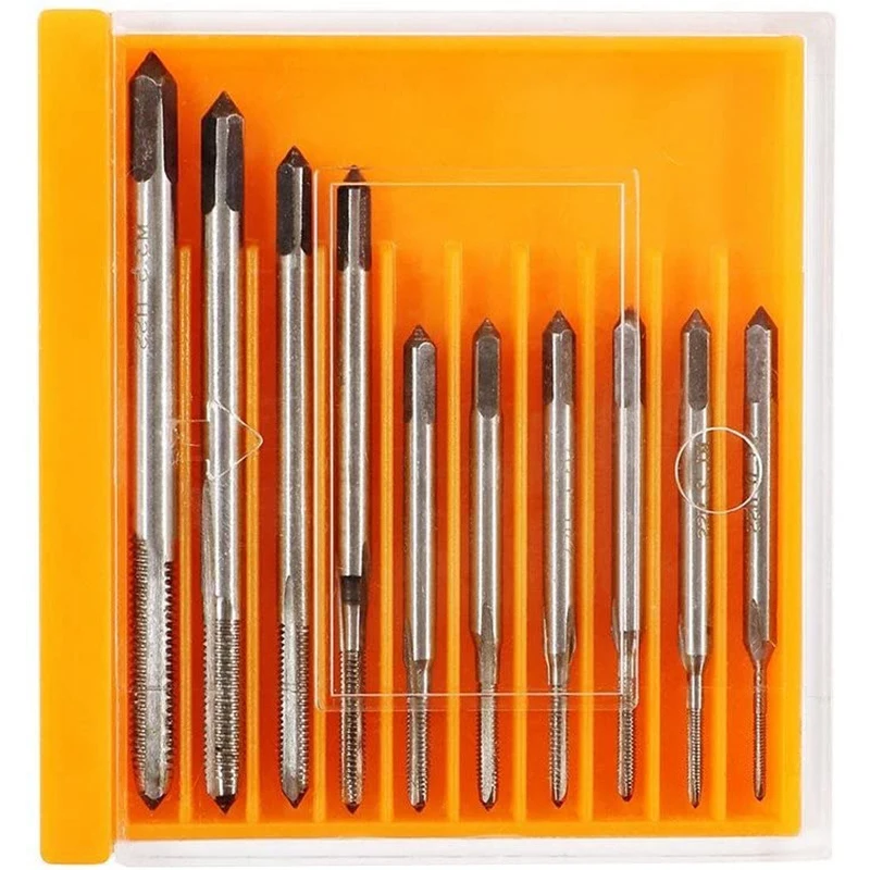 

10 Pcs Micro- Taps for Clocks and Watches Tapping, Mini Spiral Flute Taps Machine Tap Sets Metric Straight Flute Coarse Thread D
