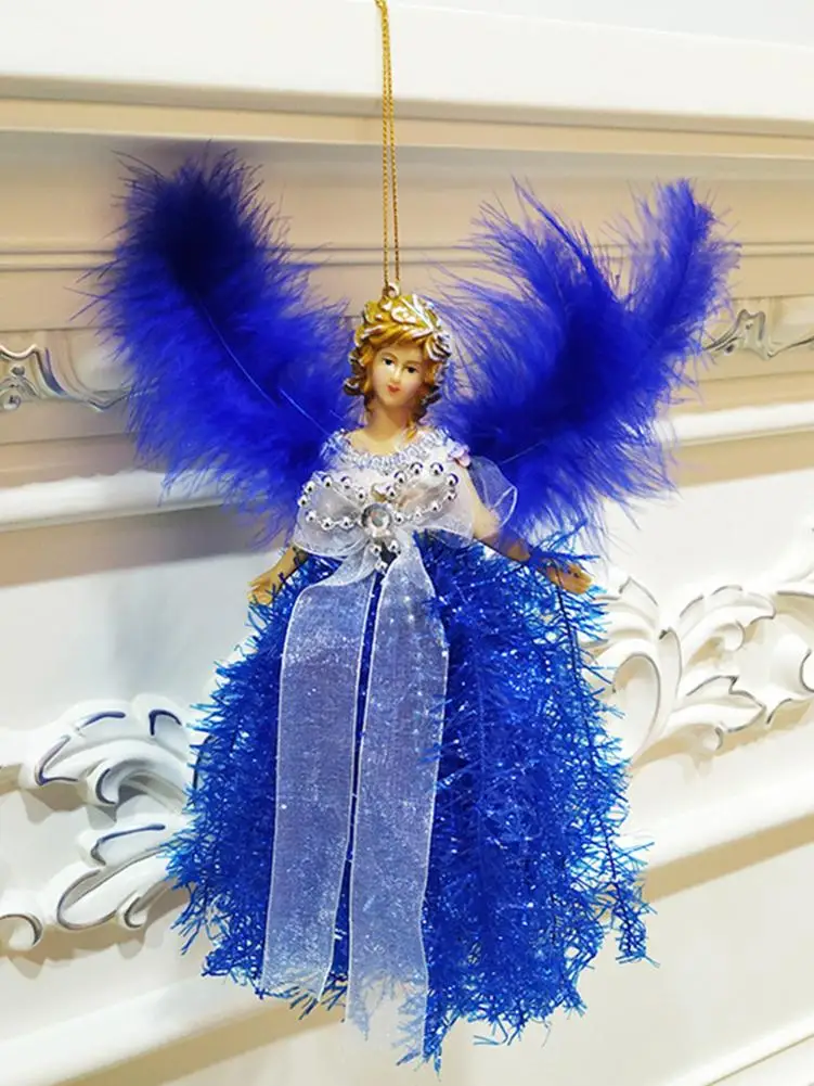 Подвеска в виде рождественской елки с крыльями из перьев|Кулоны и подвески| |