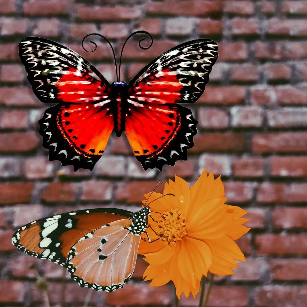 

Metal Craft Butterfly Simulation Miniaturas Animal Sculpture Iron Art Wall Decoration Hanging For Home Outdoor Yard Garden 2021