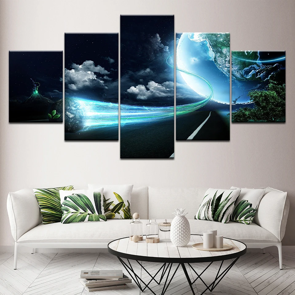 Домашний декор Картина на холсте настенная живопись 5 шт. космическая планета
