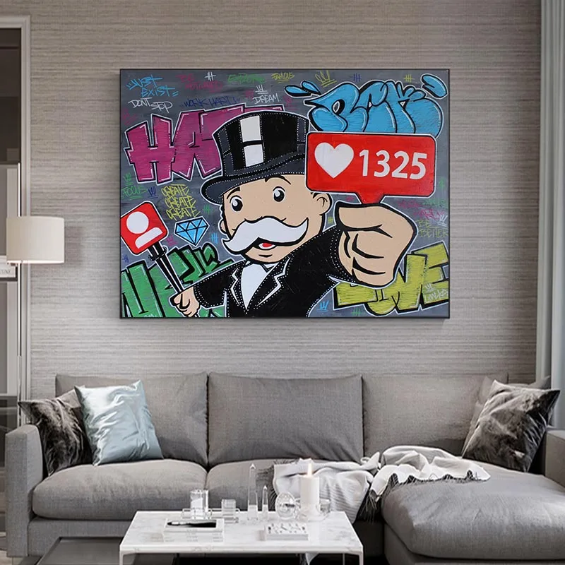 

Graffiti Alec Monopolyingly Canvas Prints Picture Modular Paintings for Living Room Poster on The Wall Home Decor