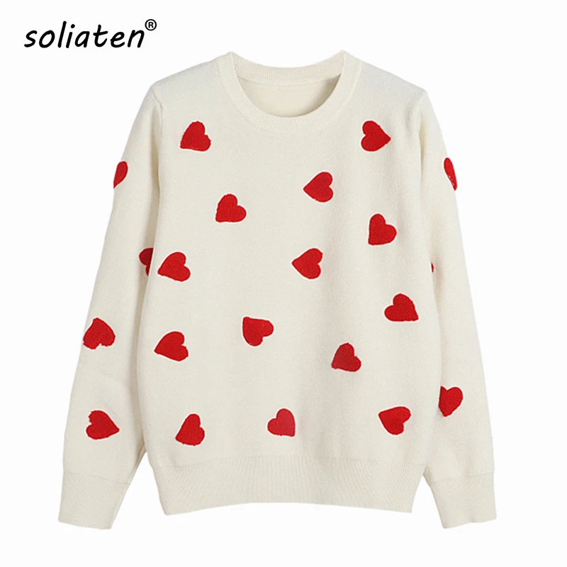 

Свитер женский трикотажный с вышивкой, круглым вырезом и длинными рукавами, 2021