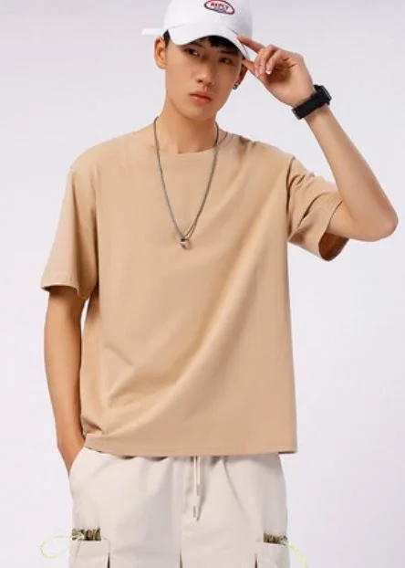 

Obrix Male Loose Light T-Shirt Summer O-Neck Short Sleeve Mens Casual Cool Comfy Basic T-Shirt For Everyday
