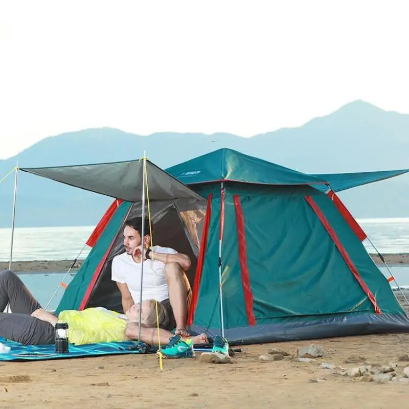 구매 휴대용 초경량 접이식 캠핑 텐트, 215x215x142cm, 야외 방수 하이킹 햇빛 가리개 텐트 자외선 차단 팝업 텐트