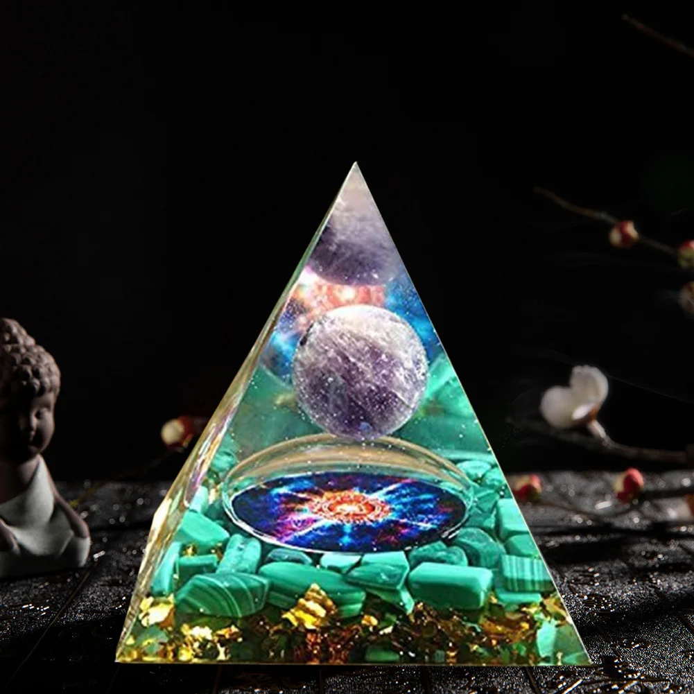 Природный камень кристаллы пирамиды оргонита эпоксидная смола ОРГОН генератор