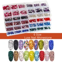 1 box crystal nail art rhinestone gold silver clear all color flat bottom mixed shape diy nail art 3d decoration in 6cell pot 1