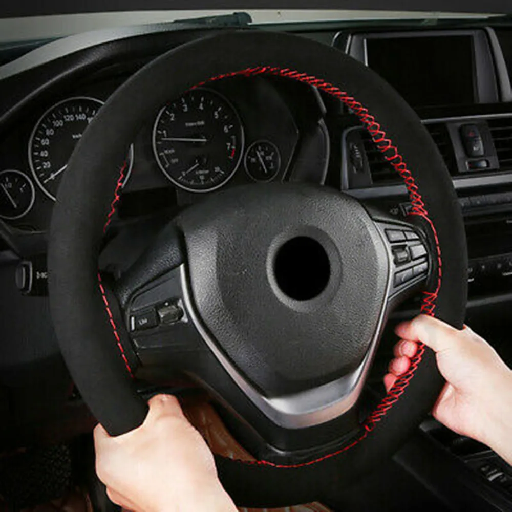 

1 set Steering Wheel Cover Soft 38cm Black Wear-resisting Anti-Slip New
