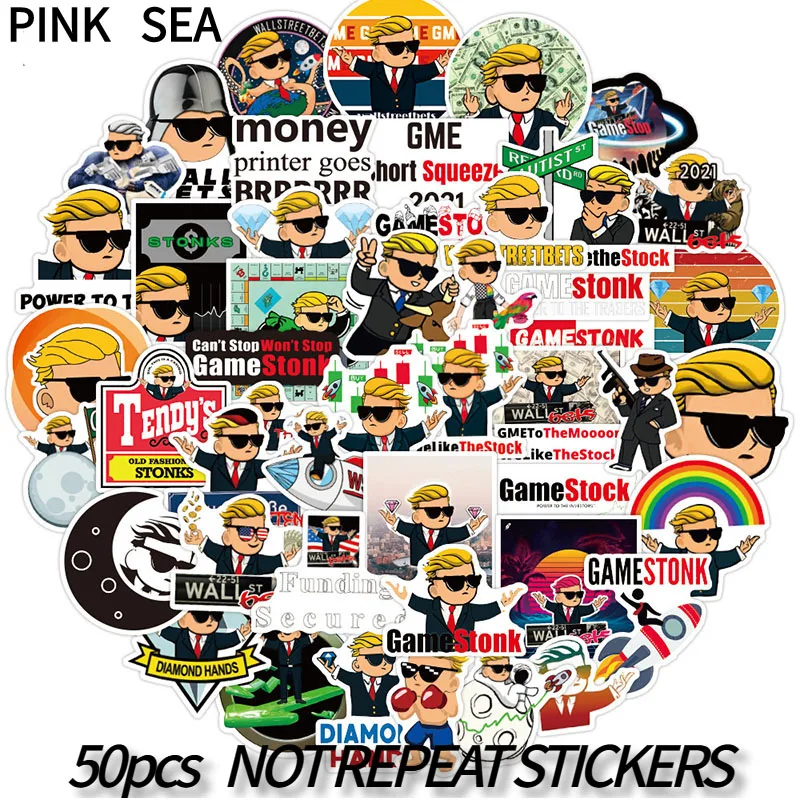 10/30/50Pcs/set Wallstreetbets Cartoon Cool GameStop Stickers For Phone Case Laptop Skateboard Scrapbook Kids Suitcases Decal