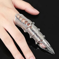 jiaoyu metal retro goth punk style exaggerated long joint nail tail ring for men and women dragon claw knuckle full finger rings