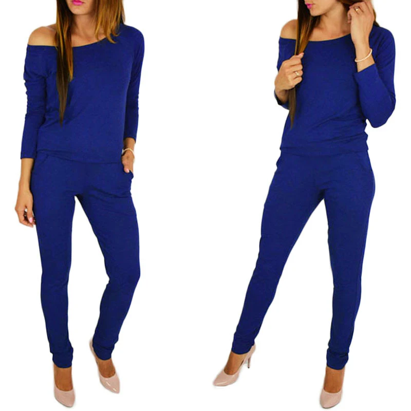 

Women Tracksuit Exerceise Off Shoulder Jumpsuit Lady Female Woman Sportswear Sport Jumpsuit Fitness Training Clothing Set