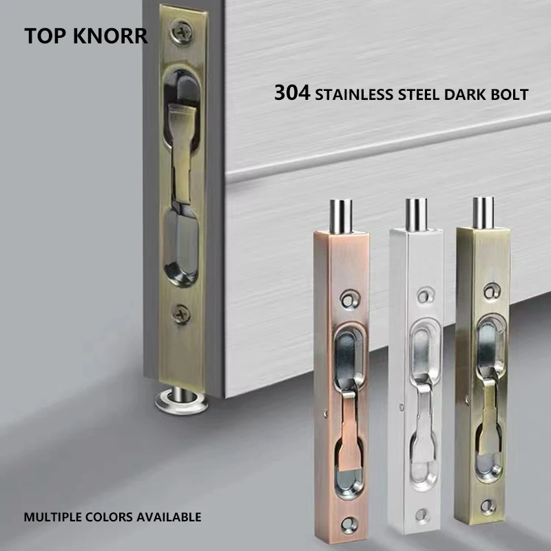 

TOPKNORR 304 Stainless Steel Hidden Door Bolt Security Guard Door Latch Sliding Door Lock Bathroom Bolt Dust Proof Hardware