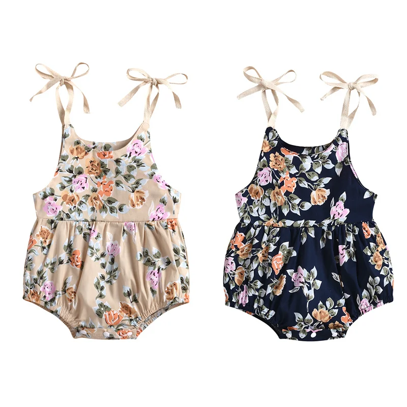 

0-24Months Infant Baby Girls Cotton Romper,Summer Casual Sweet Cute Floral Print Stylish Sleeveless Romper For Newborn Girls