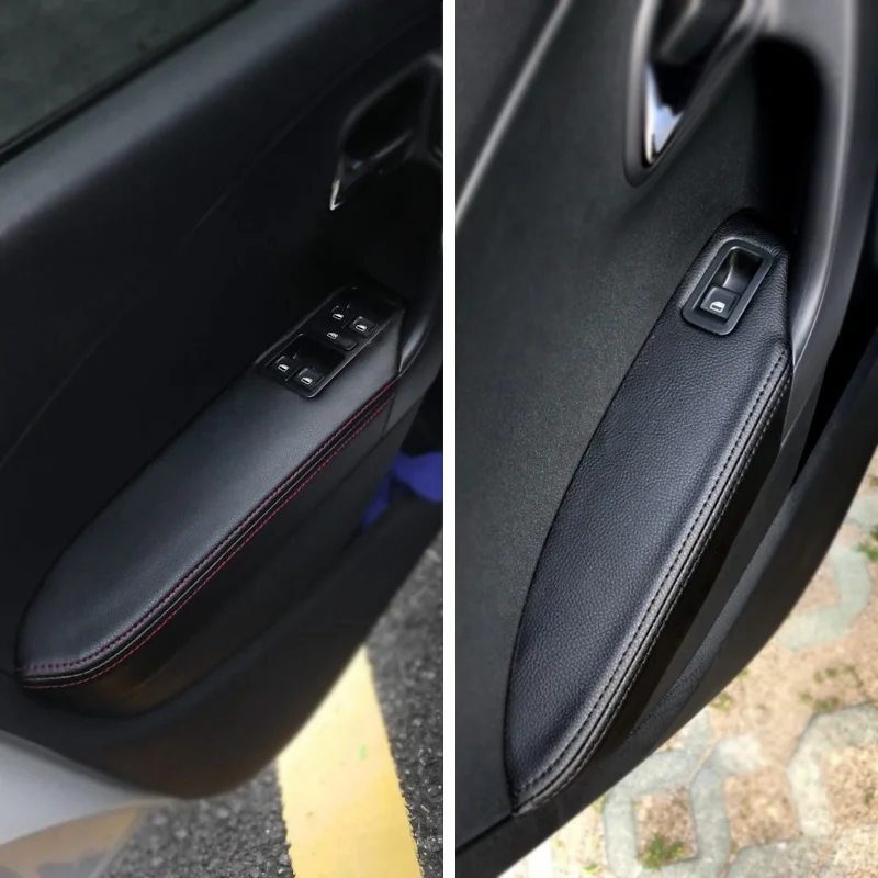 

Only Hatchback Car Door Handle Armrest Panel Cover Microfiber Leather Trim For VW Polo 2011 2012 2013 2014 2015 2016