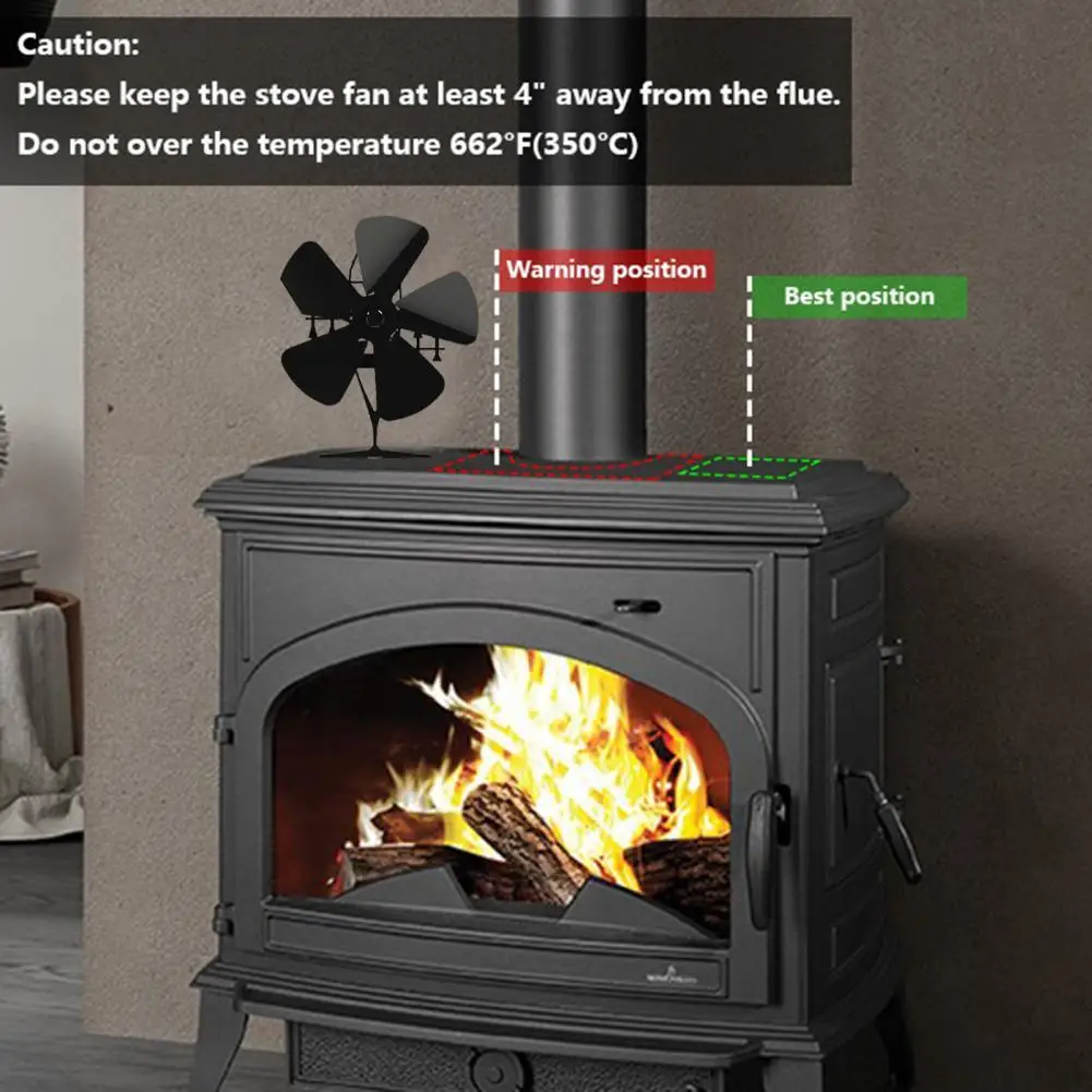 Практичная 5-лопастная деревянная бревна горелка для камина вентилятор