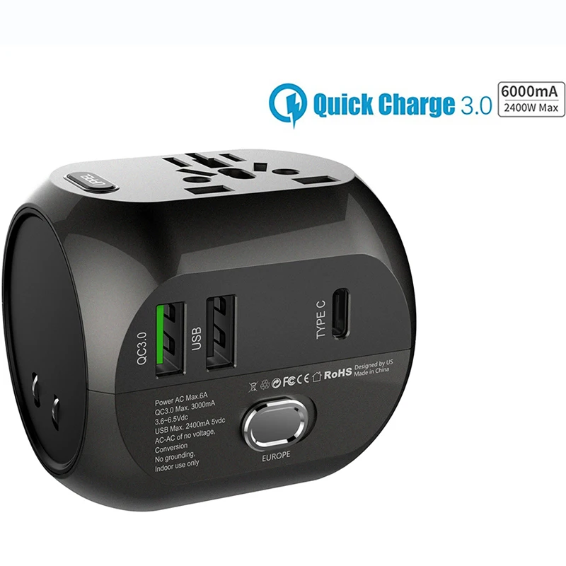 Универсальный дорожный адаптер все в одном для ЕС США Австралии и Великобритании