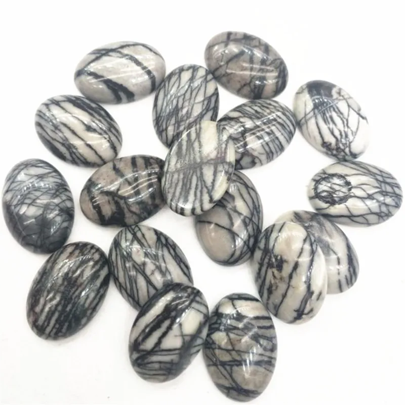 

10PCS Nature Black Line Stone Cabochons Oval Shape 18X25MM No Hole DIY BEADS Accessories Free Shippings Faster Wholesale