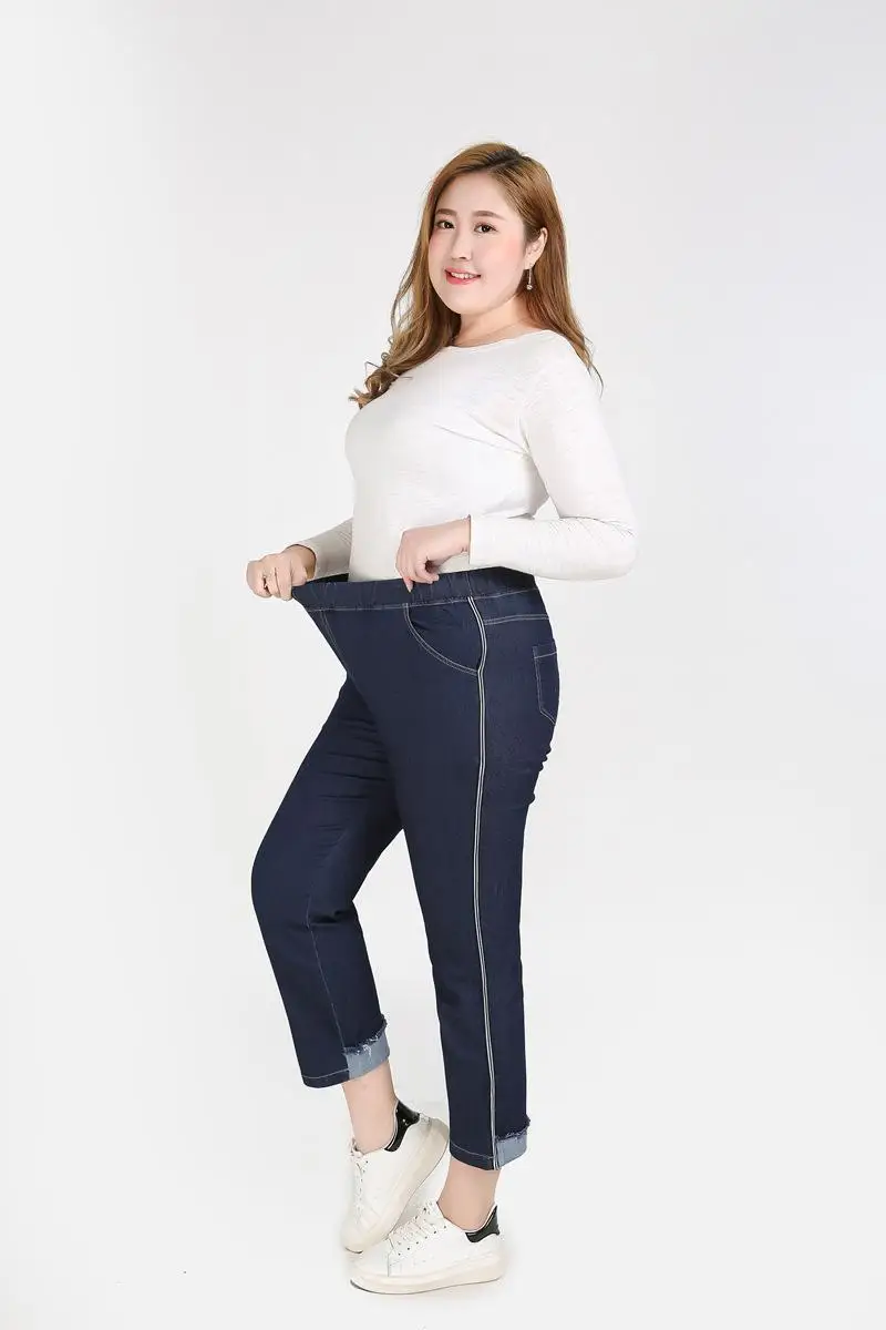 2XL-9XL женские большие размеры джинсы повседневные с высокой талией стрейч джинсовые брюки женские 5XL 6XL 7XL Большие размеры зимние обтягивающие джинсы брюки