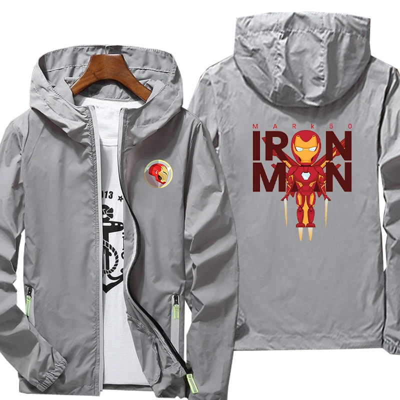 Куртка на молнии с капюшоном и защитой от солнца демисезонная | Мужская одежда