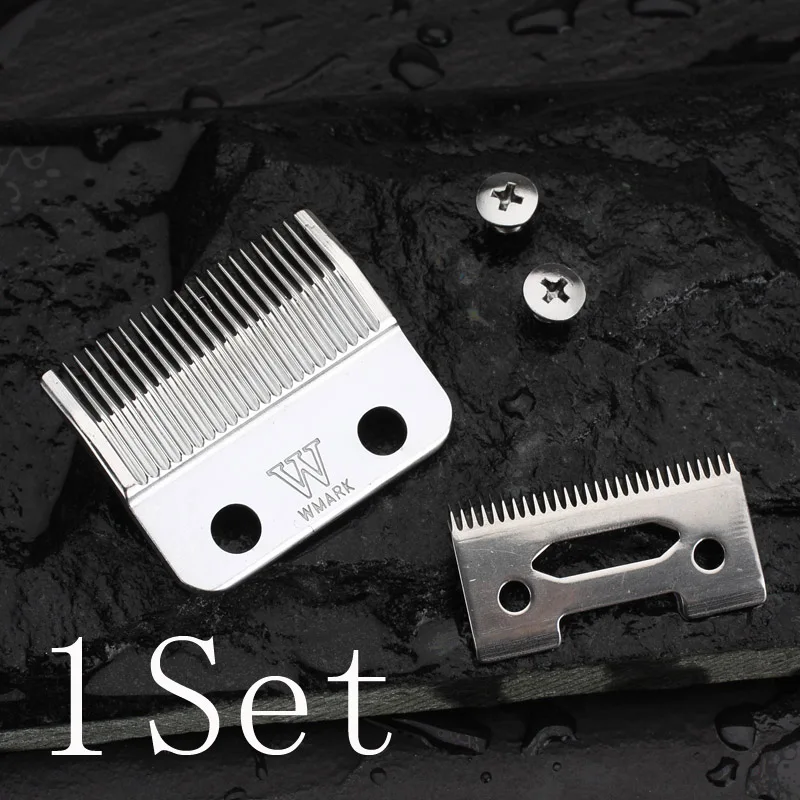Silver 1 set WMARK лезвия профессиональная аккумуляторная машинка для стрижки волос лезвие Высококачественная карбоновая сталь машинка для стрижки аксессуары золотистого цвета для выбора Золотой винты - Цвет: Silver 1 set