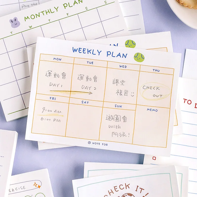

Notebook Plan Weekly Plan Monthly Plan Clock Lovely Journal Bookmarks Guestbook Note To Do List Kawaii Office Supplies Memo Pad