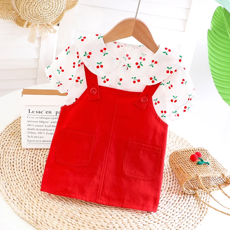 Модный новый летний костюм для маленьких девочек детская хлопковая Милая