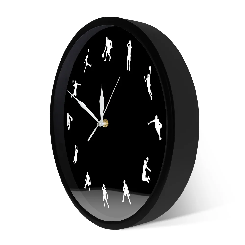 Настенные часы для баскетбола спортивные игроков в минималистичном дизайне
