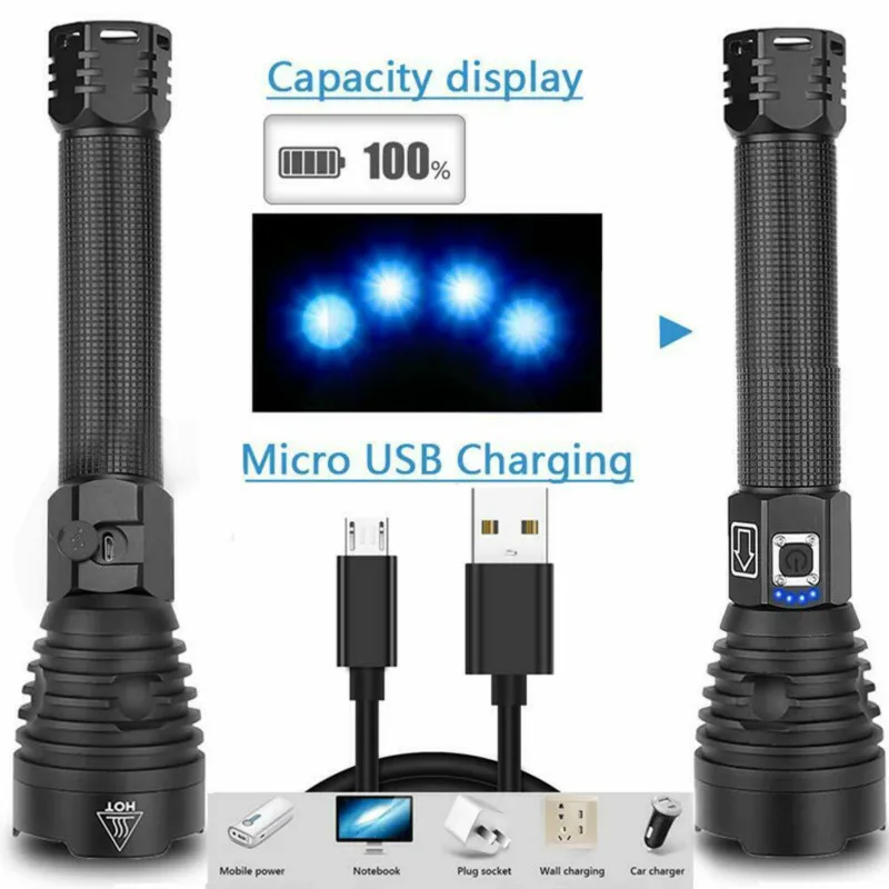 Precio Al Aire Libre Linterna Brillante XHP90 Bombilla De Luz LED Recargable De Poderoso De Linterna De Calidad Superimpermeable Zoom De Luz