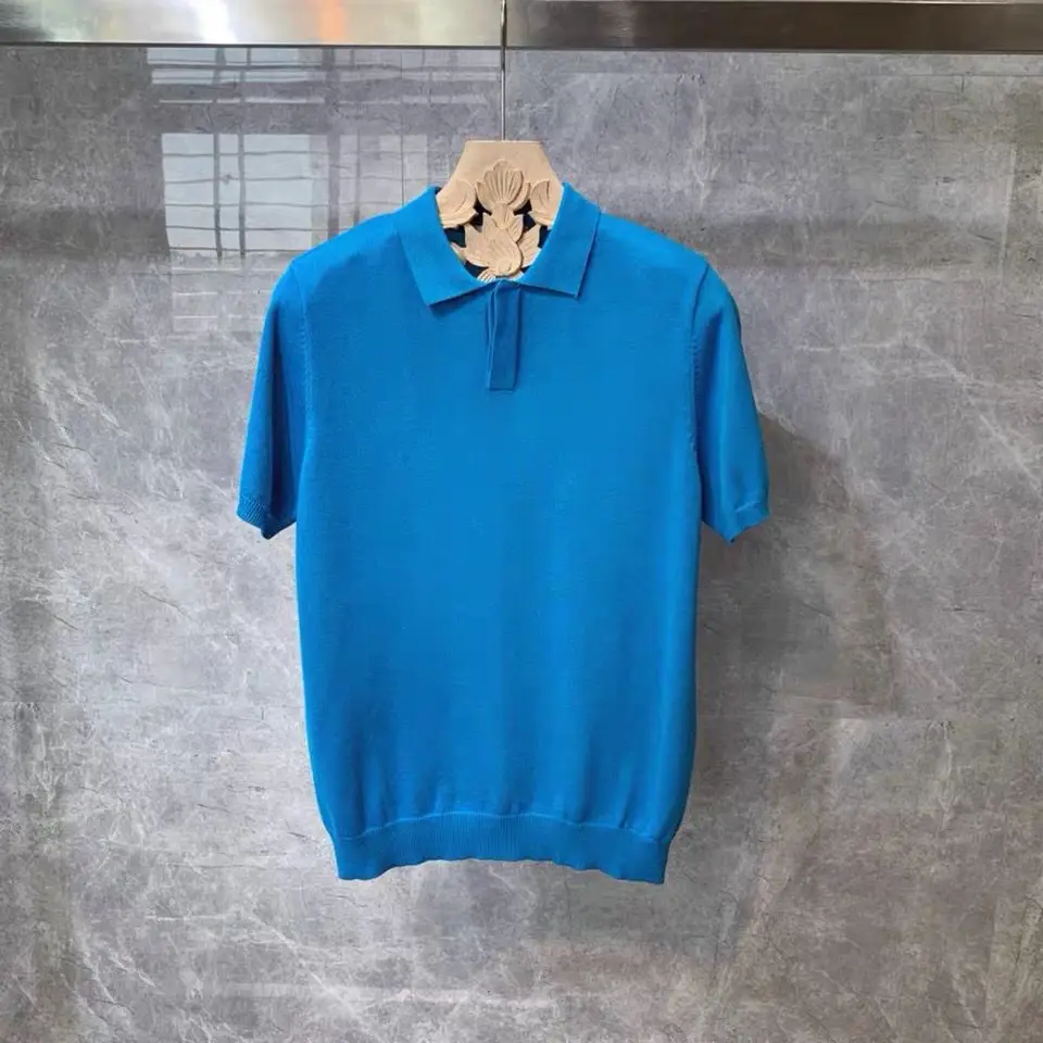 

Новинка 2021, летние мужские рубашки-поло, повседневная однотонная Модная рубашка в Корейском стиле с короткими рукавами, мужские топы, одежд...