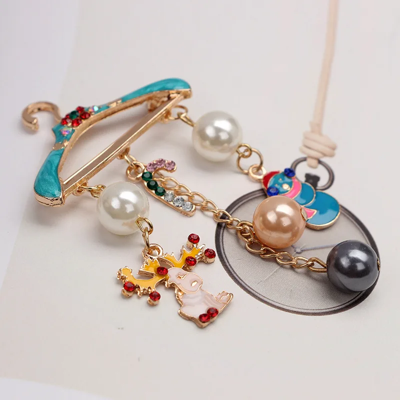 Рождественская вешалка жемчужная брошь милый стиль Олень конфеты лось Санта