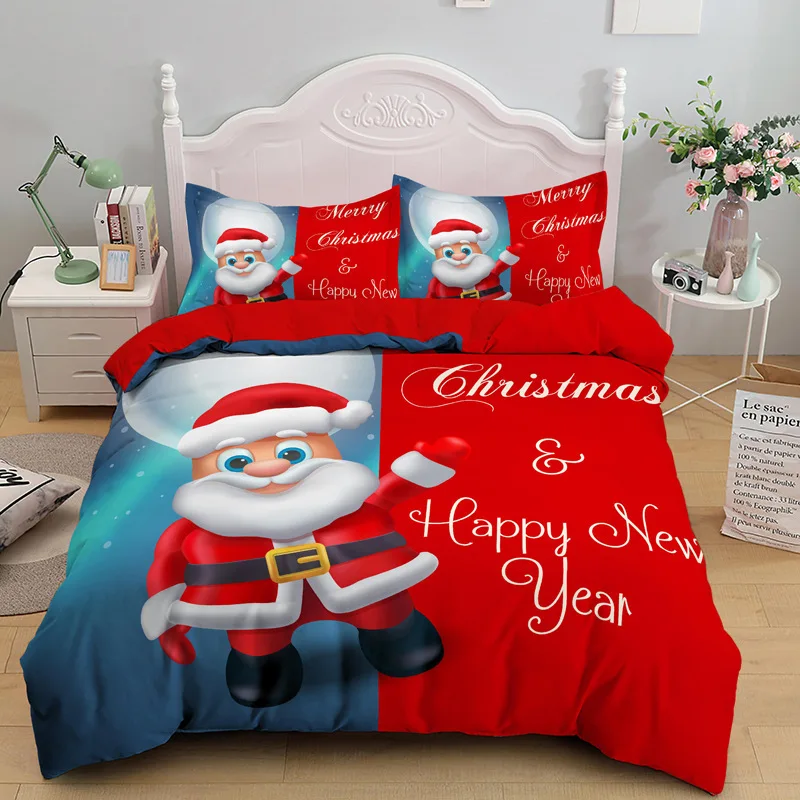 

Christmas Decoration Santa Snowman Bed Cover Set Duvet Cover With Pillowcases Bedclothes Comforter Bedding Set Home Decor 61139