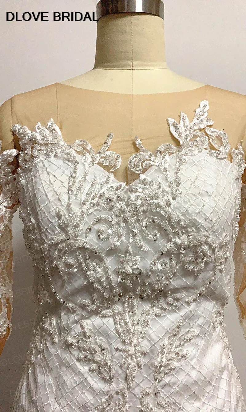 High Quality Mermaid Wedding Dress with Sleeves Delicate Pearl Beaded Bridal Gown Real Photos | Свадьбы и торжества