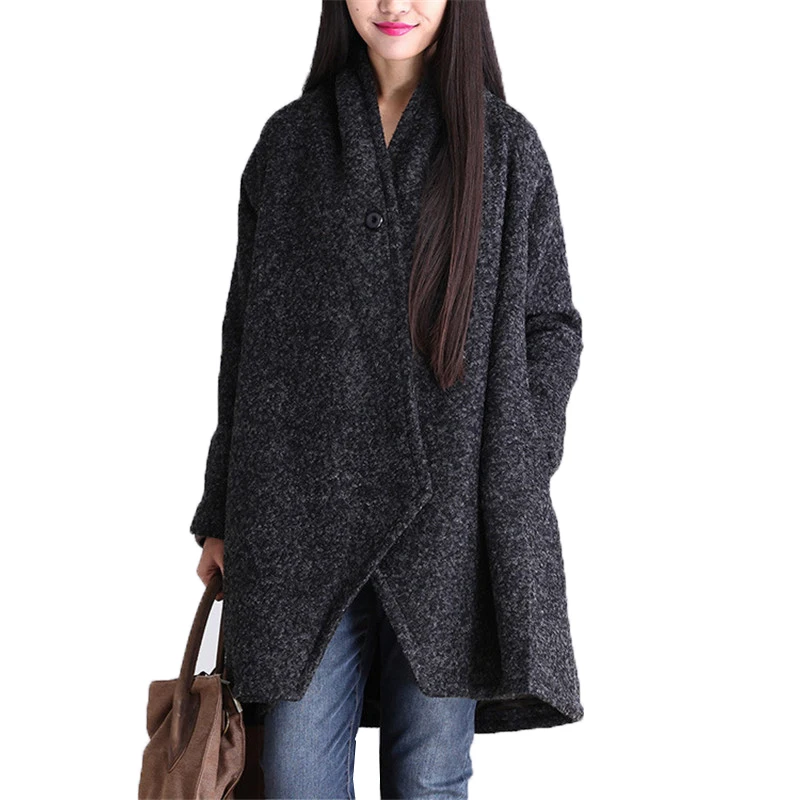 

High Quality Winter Woolen Coat Women Temperament Thick Fashion Design 2020 New Warm Wool Fabric Woolen Coat Classic Plus Size
